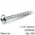KREG Zinc Pocket Hole Screws 32mm 1.25' #8 Coarse Thread Mx Loc 500ct
